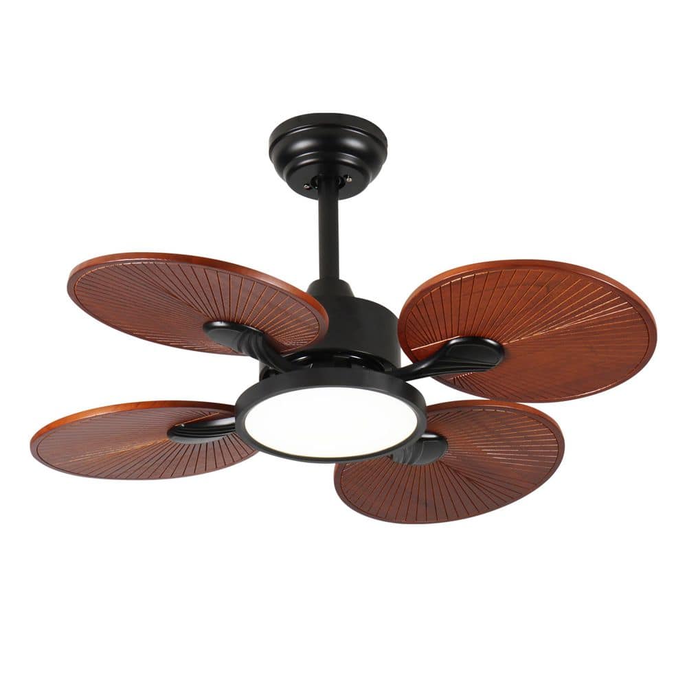 33 in. Smart Black Downrod Mount Standard Wood Blade Ceiling Fan with Light and Remote Control, Quiet Motor price history on PriceWatchPro