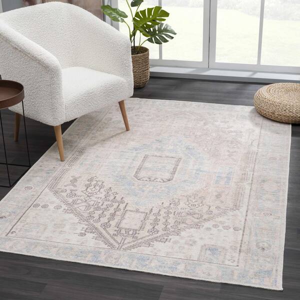 Baloy Coral/Denim/Olive 8 ft. x 10 ft. Area Rug