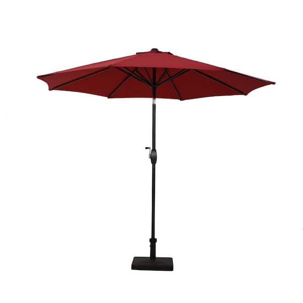 Unbranded 9 ft. Steel Market Outdoor Patio Umbrella in Red