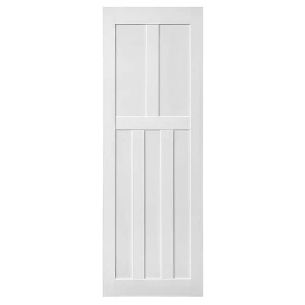 WEGATE 24 in. x 80 in. 5-Panel Primed Interior Sliding Barn Door Slab, MDF, Barn Door Slab, White