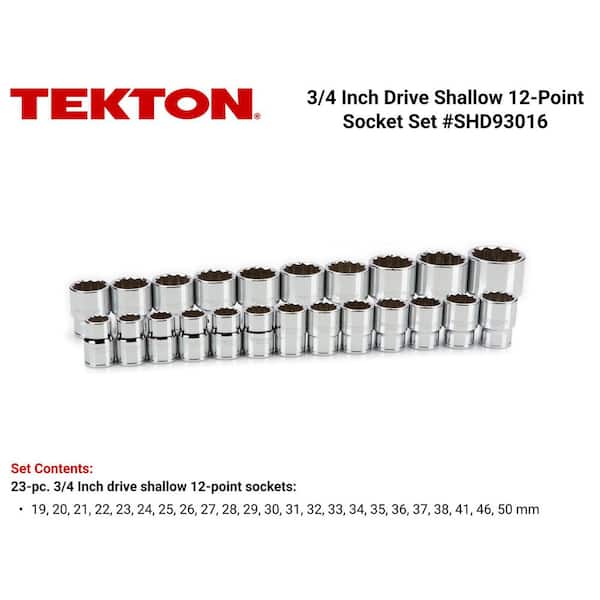 3/4 in. Drive 12-Point Socket Set, 19 mm - 50 mm (23-Piece)