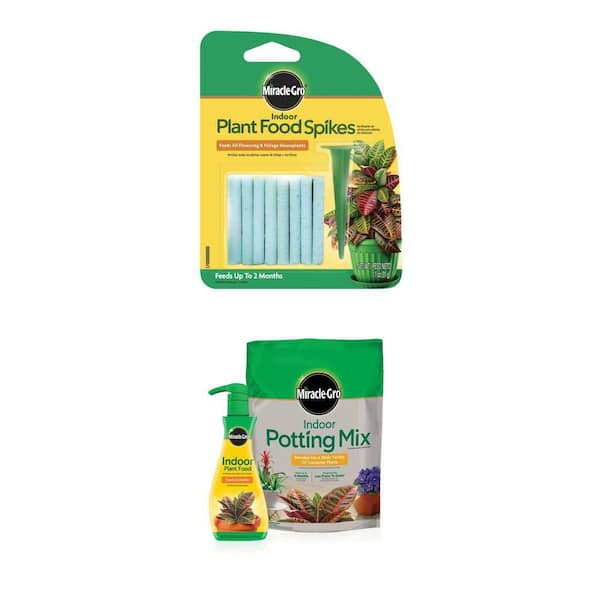 Indoor Potting Mix and Plant Food plus Continuous Feeding Fertilizer Spikes (24 Spikes)