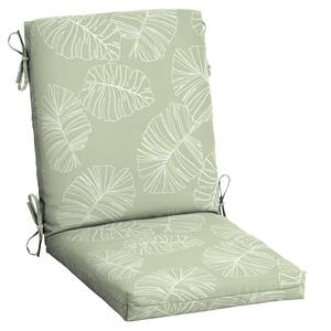 20 in. x 20 in. Outdoor High Back Dining Chair Cushion in Coastal Green Leaf