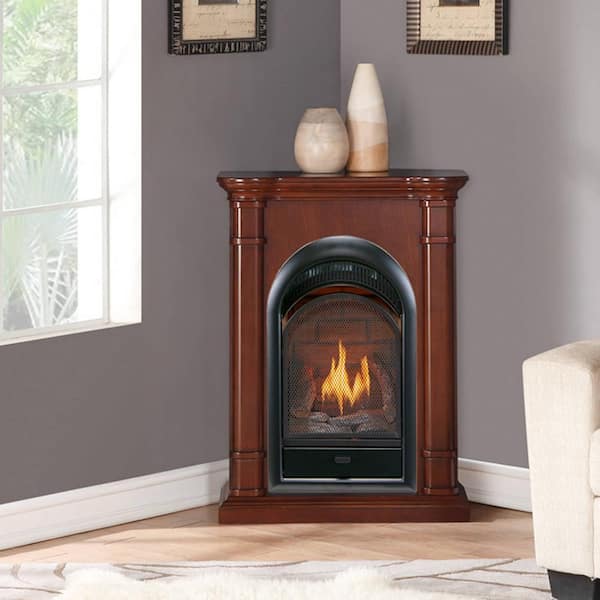 Duluth Forge Dual Fuel Ventless Gas Fireplace With Mantel - 15,000 BTU, T-Stat, Walnut Finish