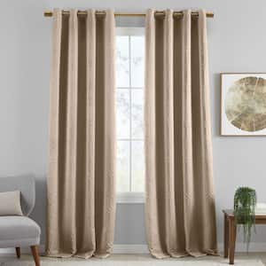 Sunveil Huxley Taupe Tonal Geometric Polyester 52(in)x95(in) Grommet Top Blackout Curtain Panel