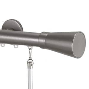 Tekno 25 Decorative 84 in. Traverse Rod in Antique Silver with Linea Finial