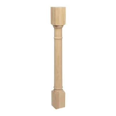 35-1/4 in. x 3-3/4 in. Unfinished Solid Hardwood Traditional Full Round Kitchen Island Leg