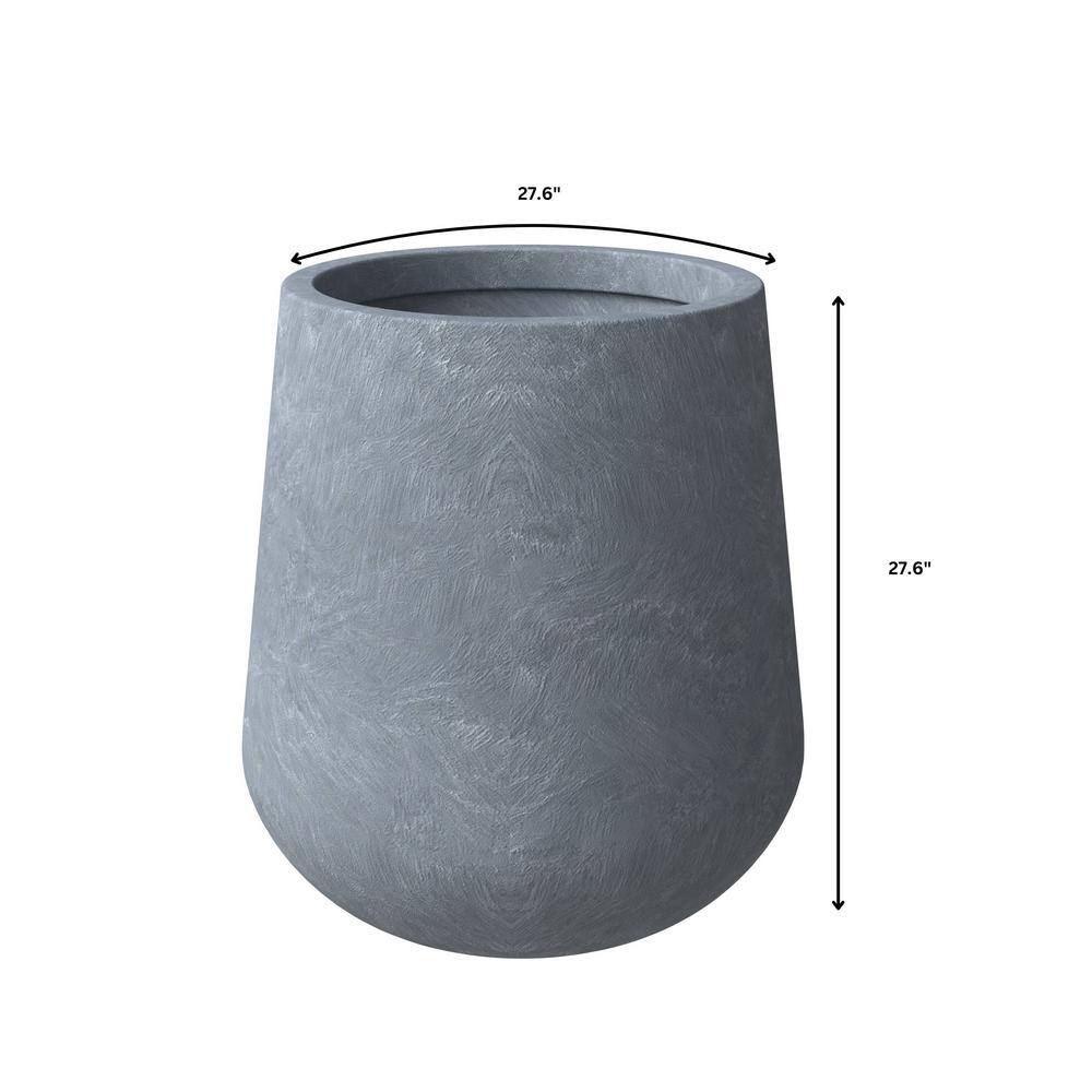 Gray Fiberstone and MGO Clay Round Planter with Drainage Holes
