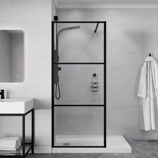 ANZZI Himmel Series 34 in. x 78 in. Fixed Frameless Shower Door in