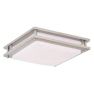 JR Cool White 12 in. Brushed Nickel LED Flush Mount