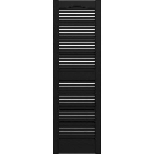 Mid-America Cathedral Open Louver Vinyl Standard Shutter 12 x 31 002 Black 1 Pair 