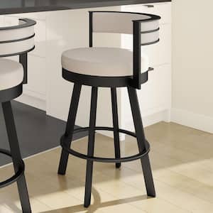 Browser 26 in. Cream Faux Leather Black Metal Swivel Counter Stool