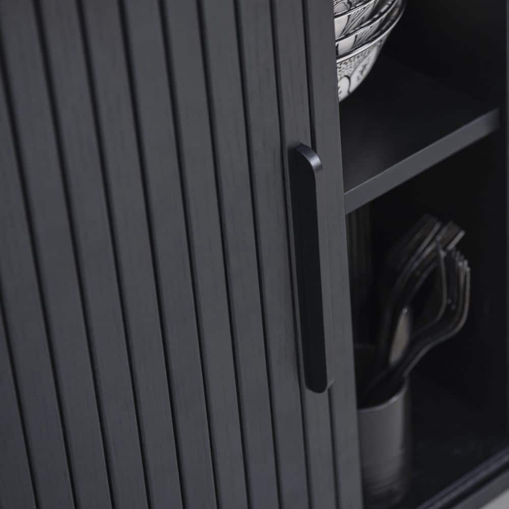 Black Oak Mid-Century Modern Adjustable Shelving Cabinet
