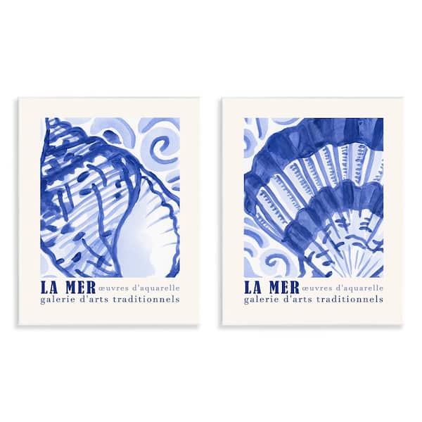 Stupell Industries Seashell Gallery Posters by June Erica Vess 2 Pieces Unframed Coastal Graphic Art Print 14 in. x 11 in.