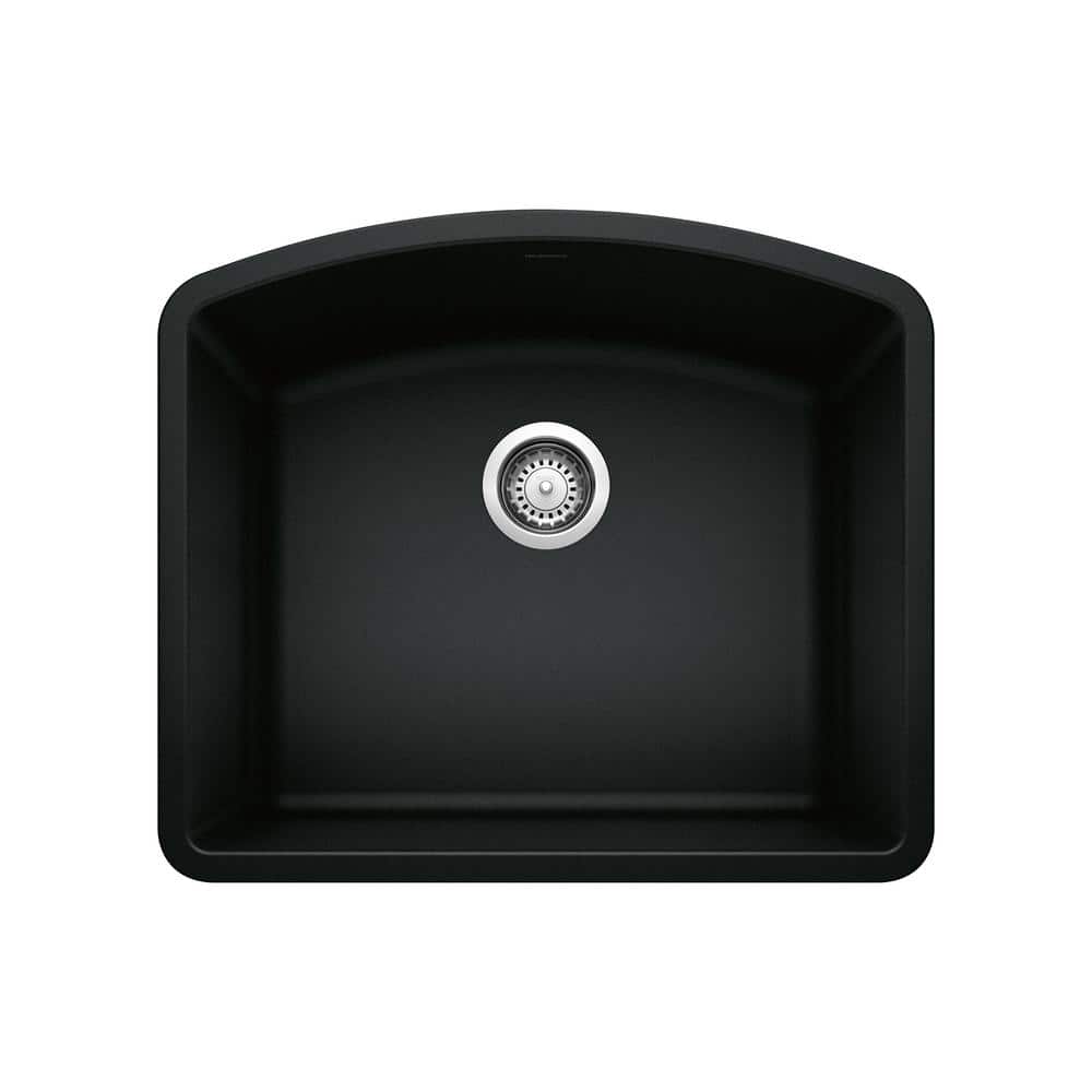 DIAMOND 24 in. Undermount Single Bowl Coal Black Granite Composite Kitchen 