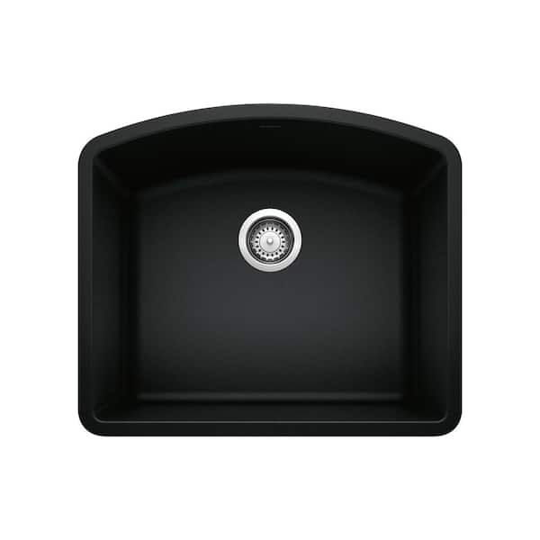 Blanco DIAMOND 24 in. Undermount Single Bowl Coal Black Granite Composite Kitchen Sink