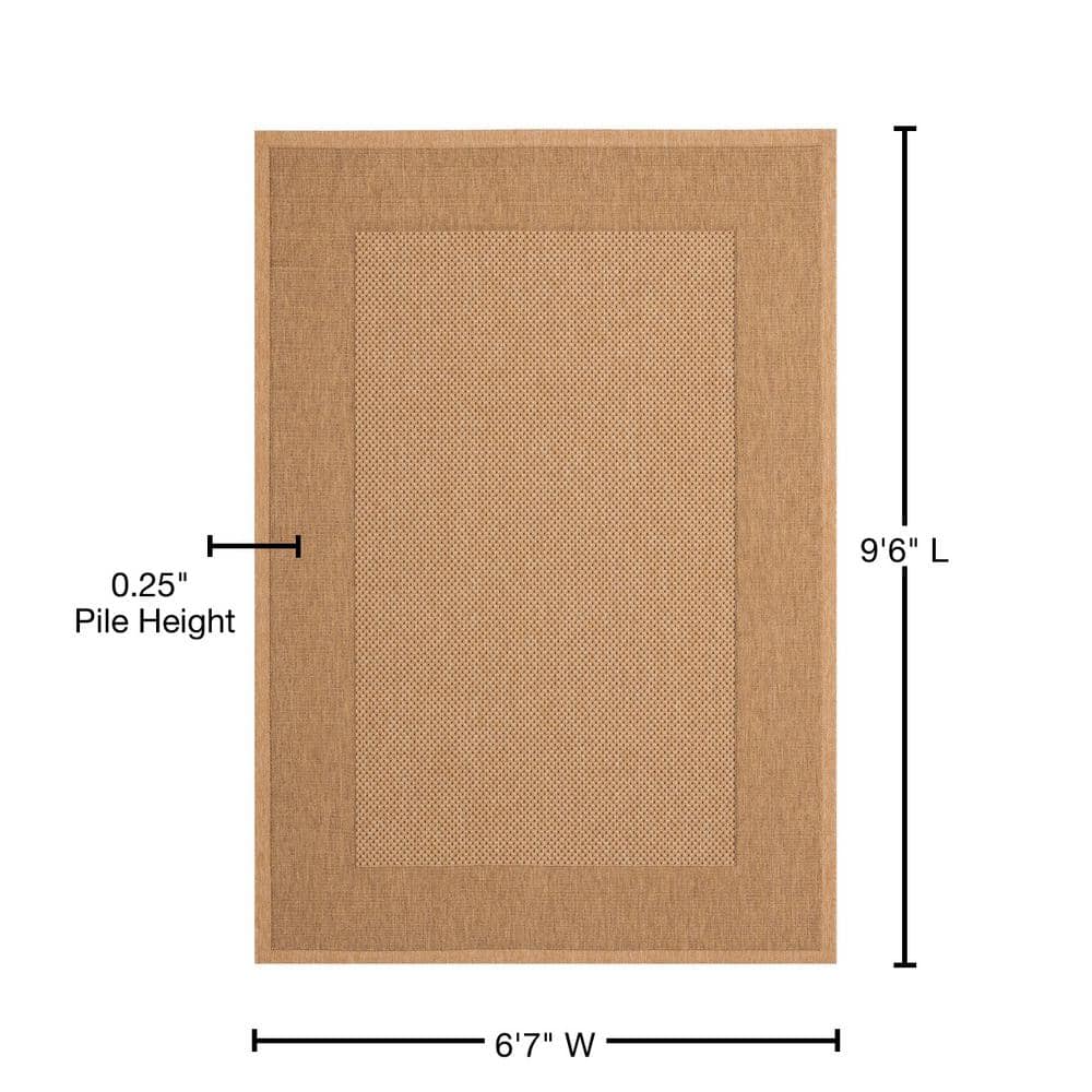Courtyard CY7987 Power Loomed Indoor/Outdoor Area Rug - Natural/Gold - 6'7"x9'6" - Safavieh.