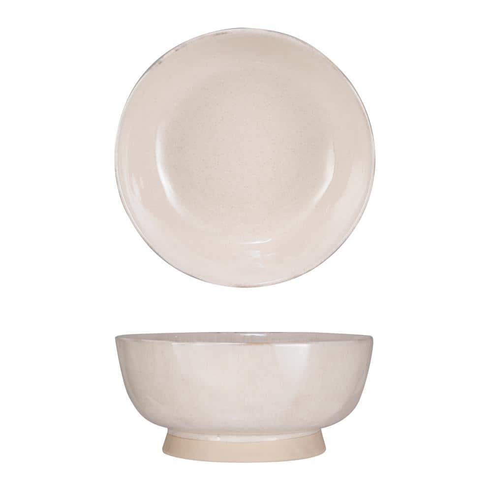 Storied Home 90 fl. oz. Speckled Glaze White Stoneware Bowl
