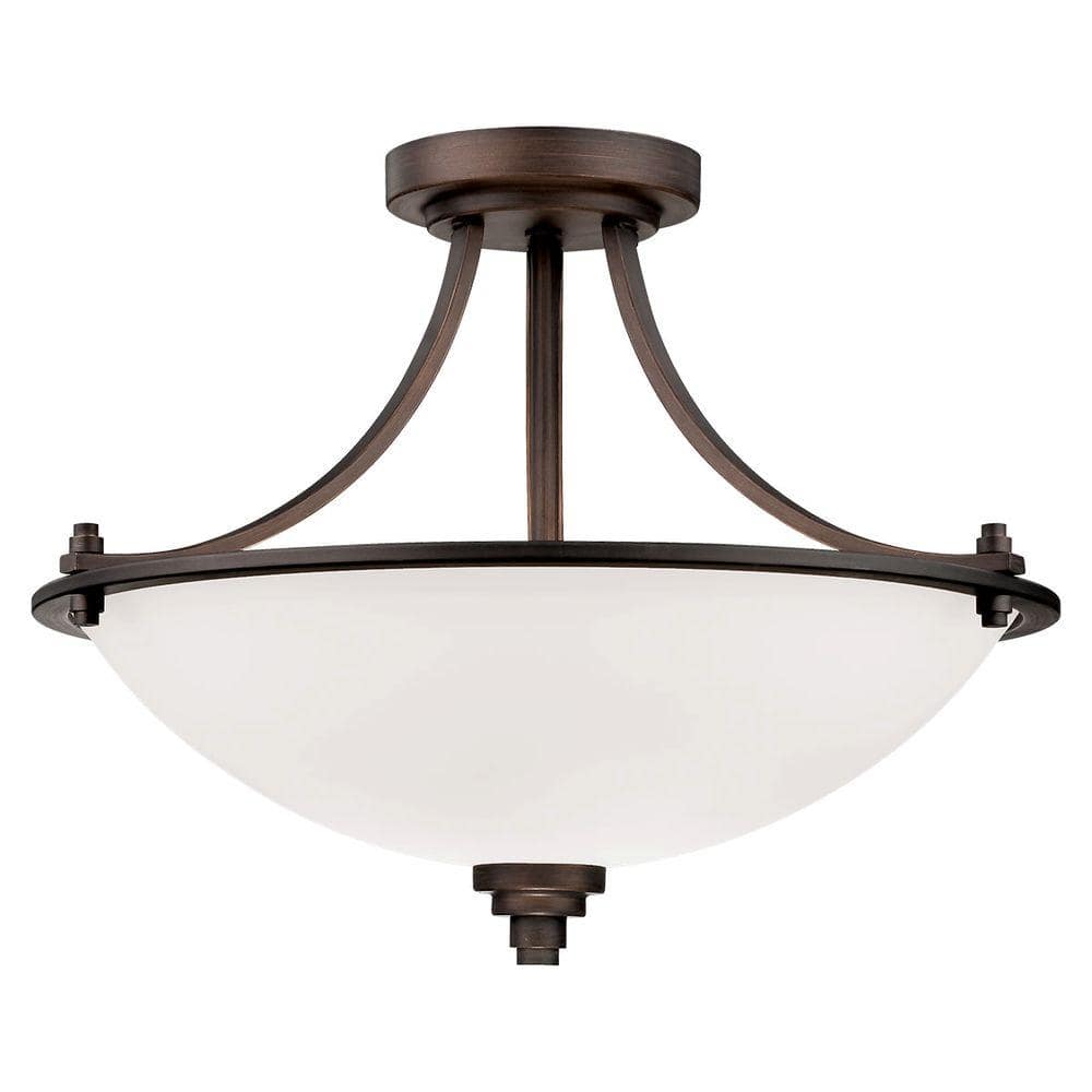 Millennium Lighting 3-Light Rubbed Bronze Semi Flush Mount with Etched ...