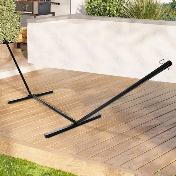 12 ft. 2-Person Heavy Duty Steel Standard Hammock Stand in Gray