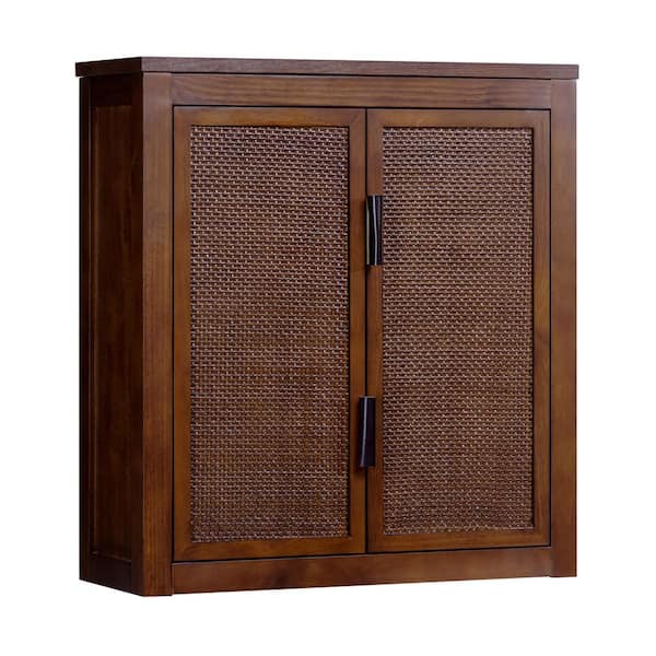 Hatteras 22 in. W x 8 in. D x 24 in. H Bathroom Storage Wall Cabinet with Sturdy Shelves and Ample Storage in Walnut