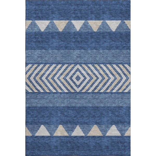 Addison Rugs Mayfield Premium Machine Washable Abstract AMF965 Navy 8 ft. x 10 ft. Area Rug