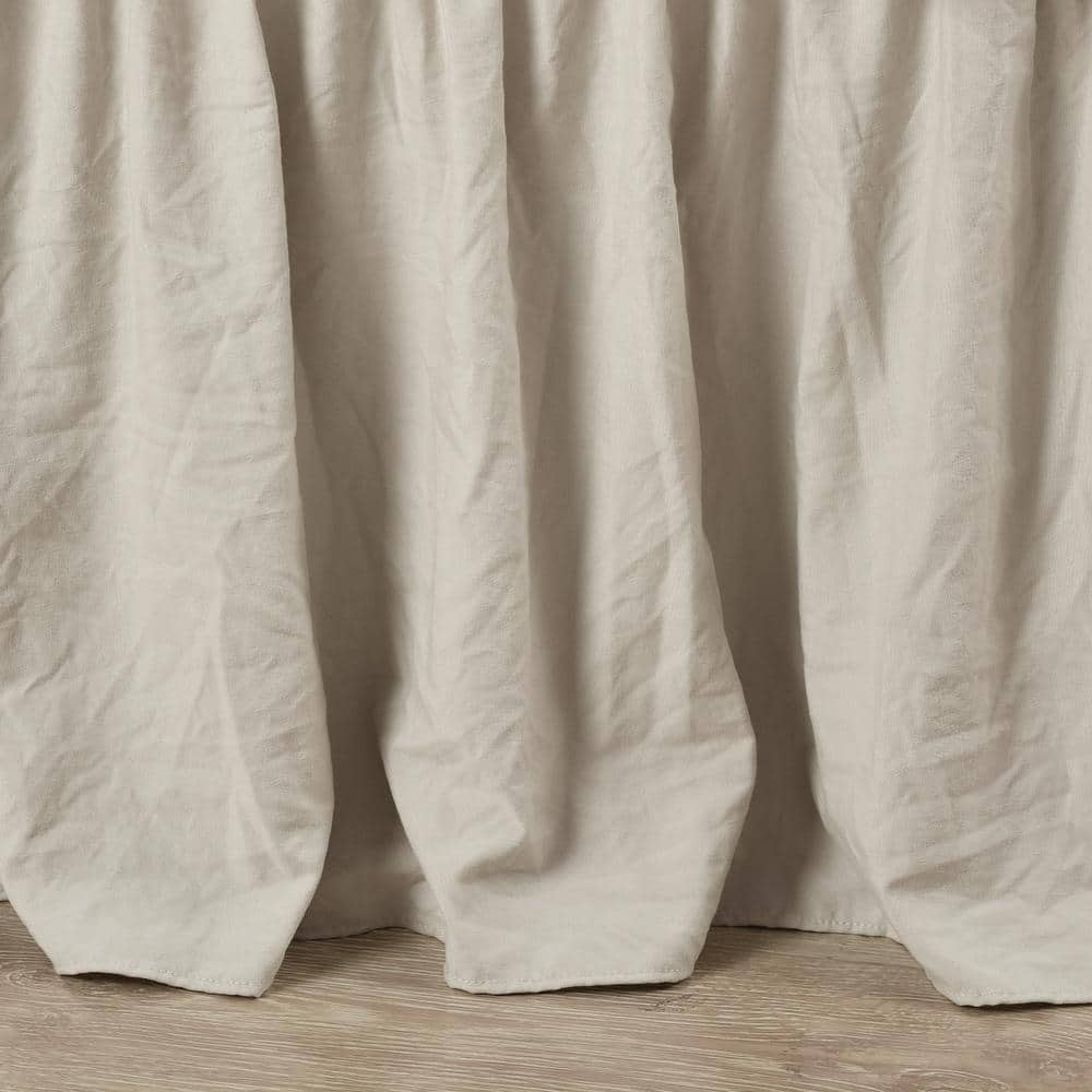 Neutral Ruched Ruffle Elastic Easy Wrap Around Bedskirt for Queen/King/Cal King