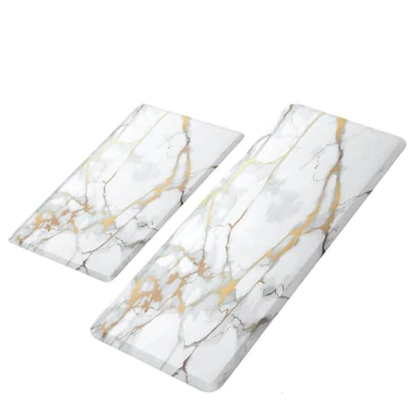 White 17.3 in. x 29 in. Indoor Anti Fatigue Kitchen Rugs