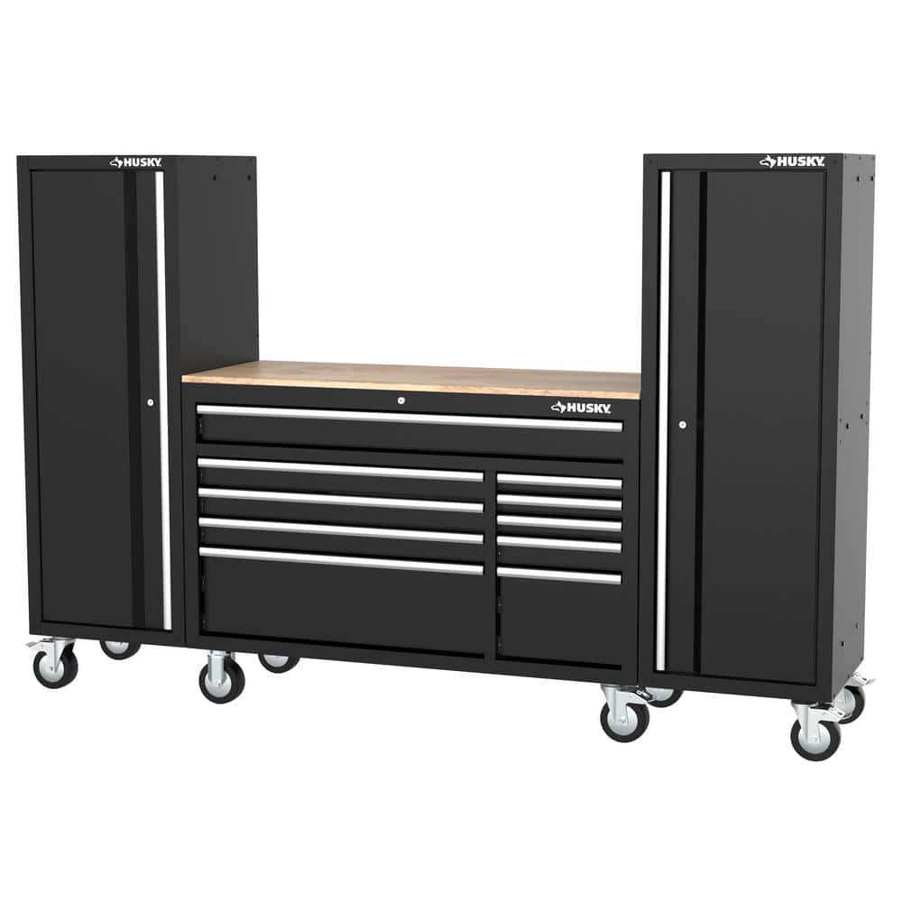 Modular Tool Storage 92 in. W Standard Duty Black Mobile Workbench Cabinet 