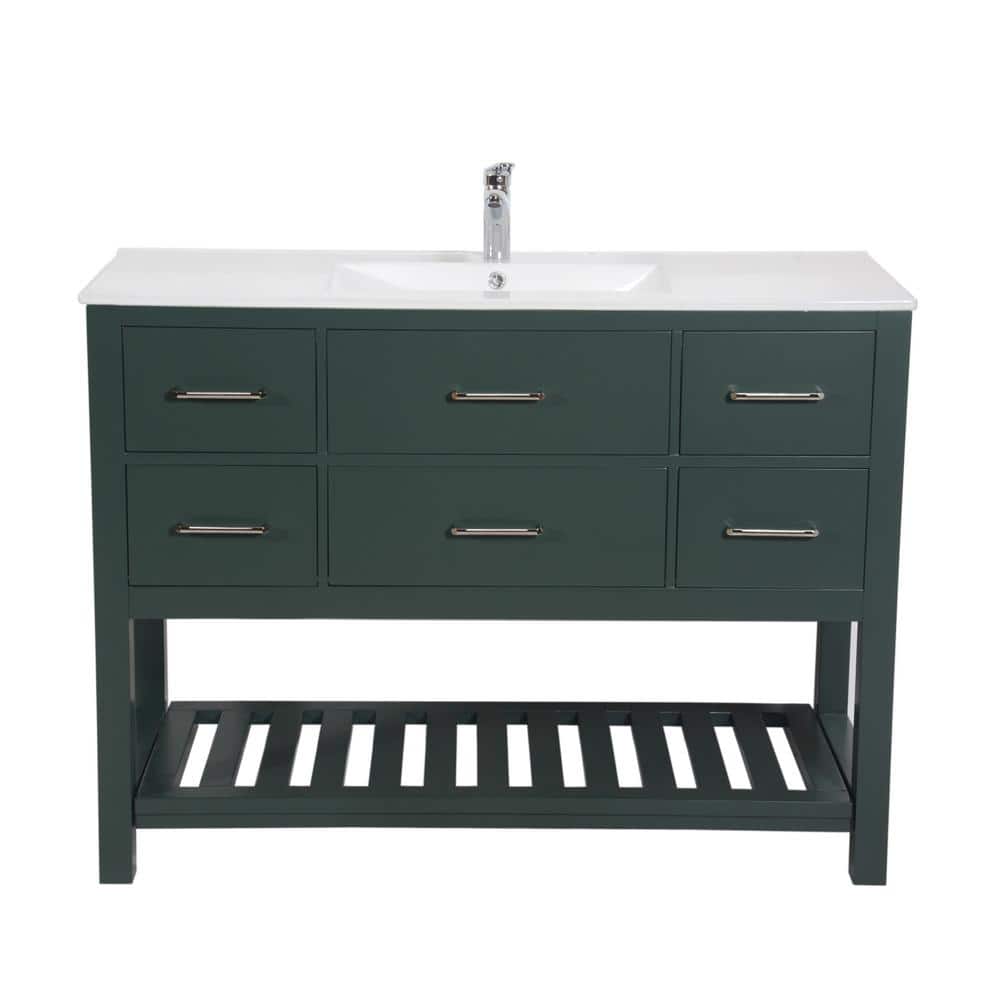 Santa Monica 48 in. W x 18 in. D x 35 in. H Single Sink Vanity in Green wit