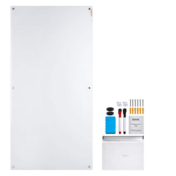 VEVOR Magnetic Glass Whiteboard Dry Erase Board 36 in. x 24 in. Wall-Mounted Large White Glass Board with Tray Memo Board