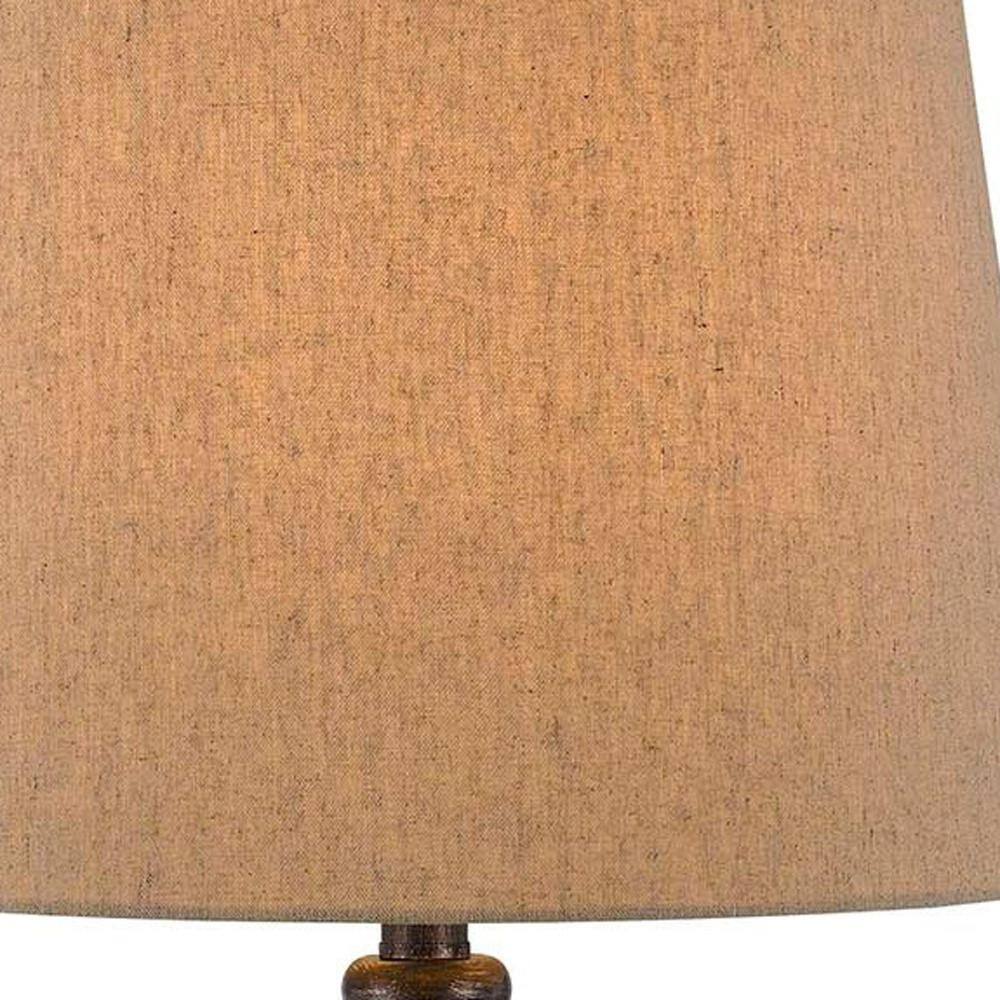 30" Bronze Metal Bedside Table Lamp with Linen Empire Shade