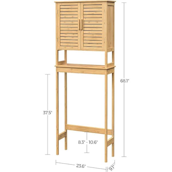 Nordic Hygge 23.6 in. W x 68.1 in. H x 9.1 in. D Over The Toilet Storage Cabinet with Doors, Natural Beige
