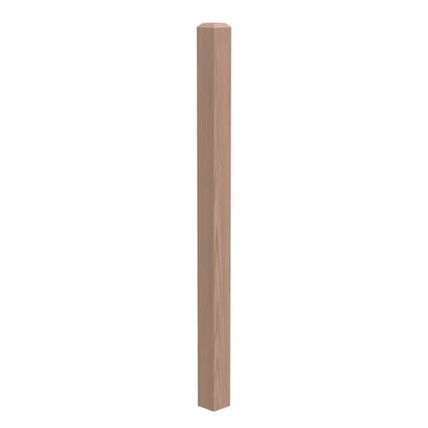 Stair Parts 4001 66 in. x 3-1/2 in. Unfinished Red Oak Square Craftsman Landing Newel Post for Stair Remodel