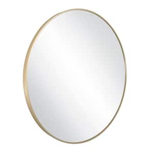 Kenna 36 in. W x 36 in. H Round Modern Metal Framed Decorative Wall Mounted Bathroom Vanity Mirror in Brushed Gold