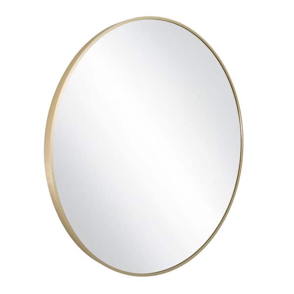 Kenna 36 in. W x 36 in. H Round Modern Metal Framed Decorative Wall Mounted Bathroom Vanity Mirror in Brushed Gold