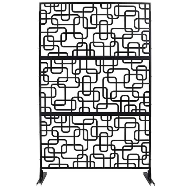 6.3 ft. x 4 ft. Black Outdoor Steel Decorative Privacy Screen, Indoor Metal Privacy Fence Panel