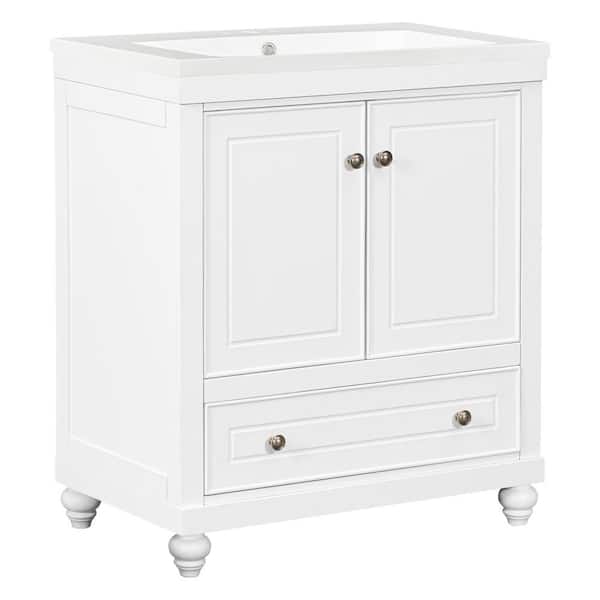 Polibi 30.00 in. W x 18.00 in. D x 34.88 in. H Bath Vanity in White with White Ceramic Top