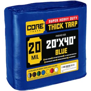 20 ft. x 40 ft. Blue 20 Mil Heavy Duty Polyethylene Tarp, Waterproof, UV Resistant, Rip and Tear Proof