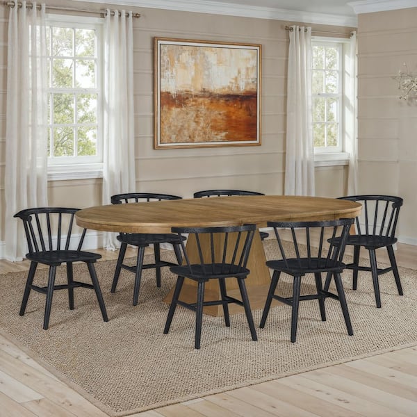 Steve Silver Vaughn 7 Piece Driftwood Round Wood Dining Table Set