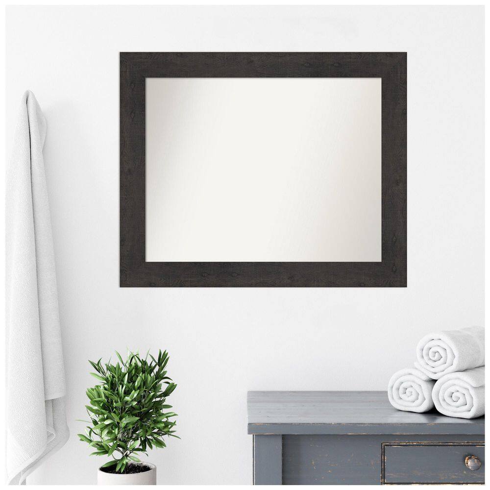 Espresso Wood Rectangular Wall Mount Bathroom Mirror