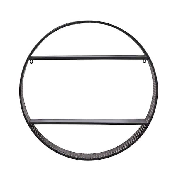 Litton Lane 29 in. x 9 in. Brown Metal Industrial Wall Shelf
