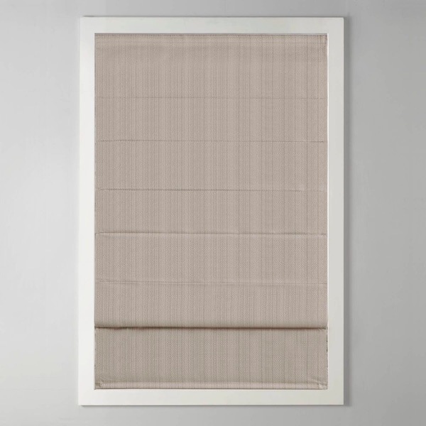 Colm Taupe Cordless Basketweave Polyester 29 in. W x 64 in. L Room Darkening Roman Shade