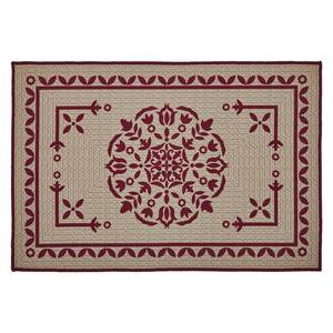Custom House 20 in. W x 30 in. L Red Burgundy Tan Medallion Bathmat