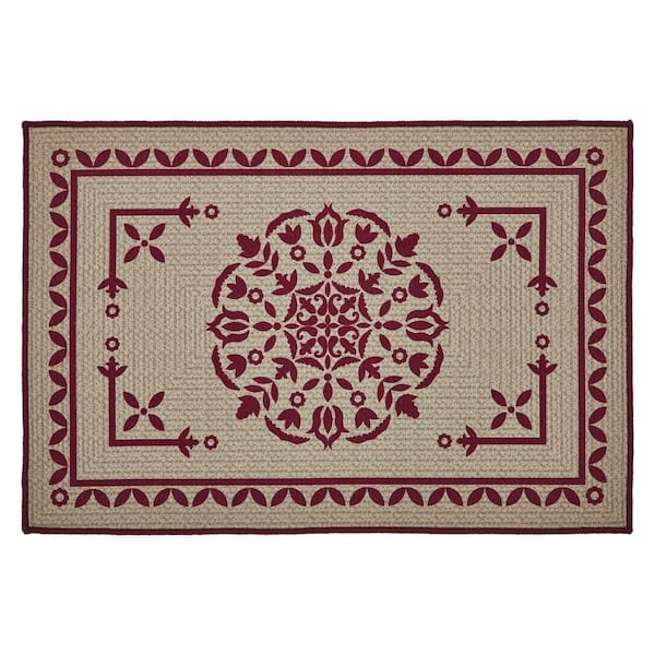 Custom House 20 in. W x 30 in. L Red Burgundy Tan Medallion Bathmat
