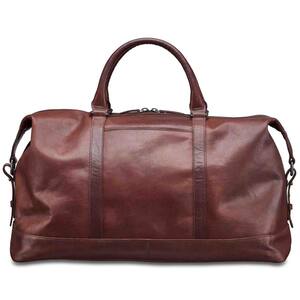 Buffalo Collection Brown 20 in. x 10 in. x 12 in. (W x D x H) Leather Top Zipper 20 in. Carry on Duffel Bag