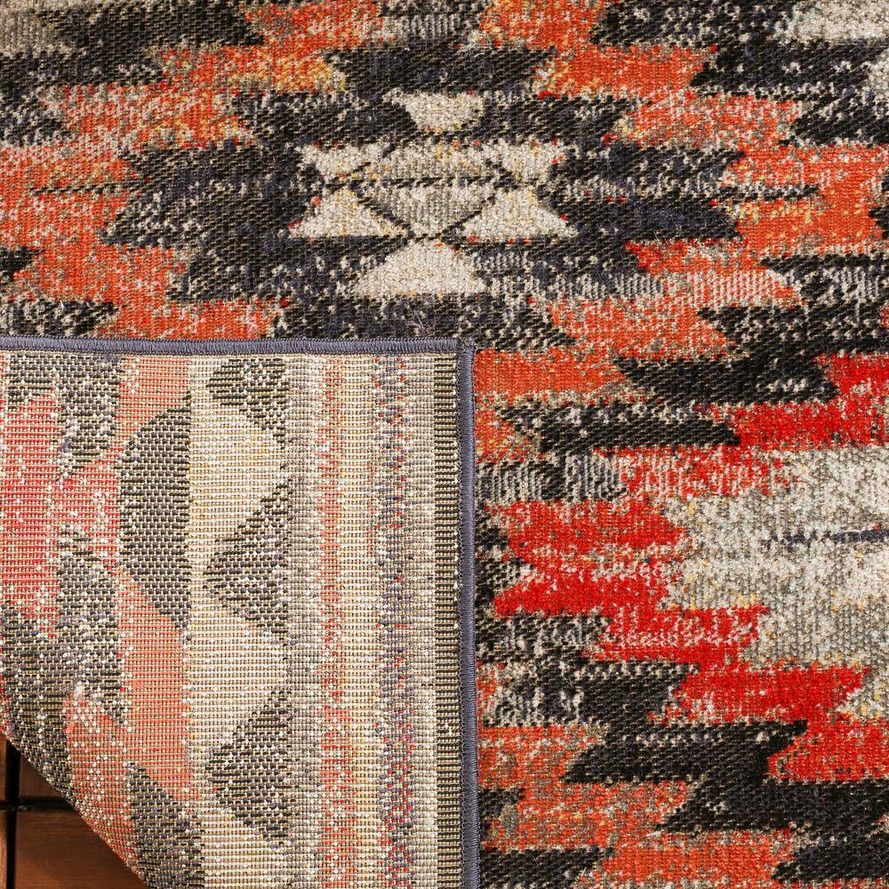 Rust and Multi Geometric 6' x 9' Synthetic Area Rug