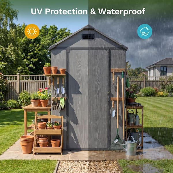 Patiowell 4 ft. W x 6 ft. D Plastic Outdoor Storage Resin Shed