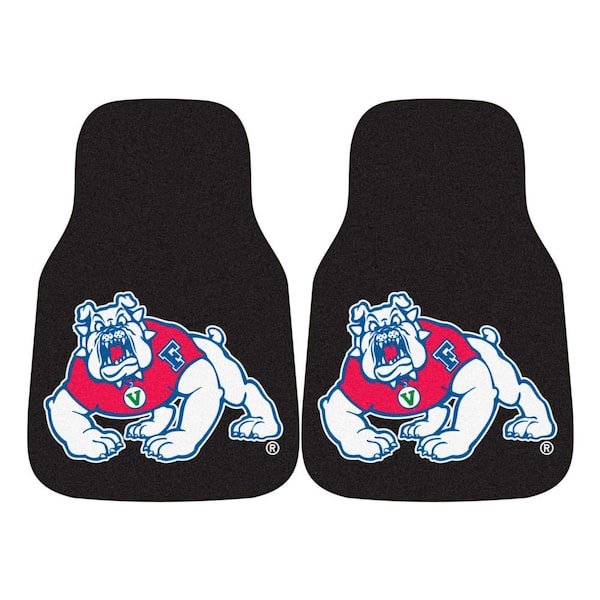 FANMATS NCAA - Fresno State Black Heavy Duty 2-Piece 17 in. x 27 in. Nylon Carpet Car Mat