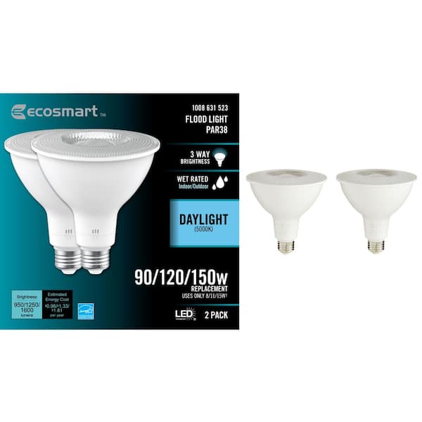EcoSmart 90/120/150-Watt Equivalent PAR38 3-Way Spot Energy Star Dimmable CEC LED Light Bulb Daylight (2-Pack)